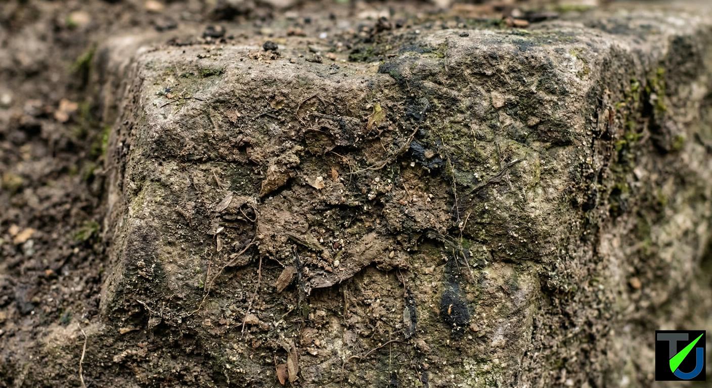 Verschmutzte Steinoberfläche – Nahaufnahme