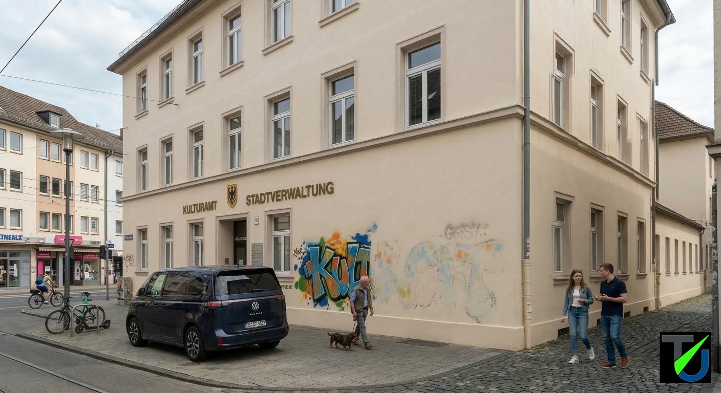 Laserstrahl entfernt Graffiti – urbanes Umfeld