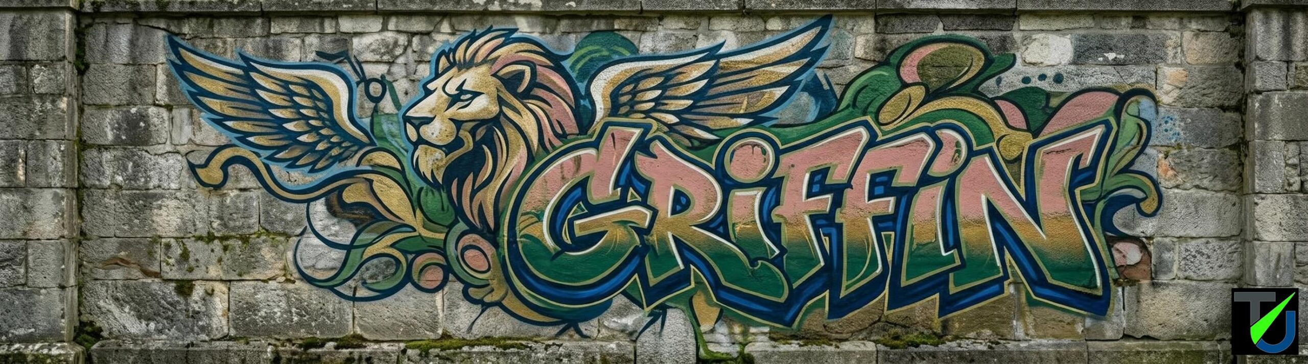 Urbane Wand mit Graffiti – breite Ansicht