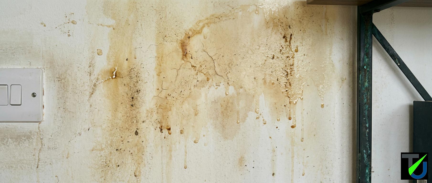 Detailaufnahme einer verschmutzten Innenraumwand