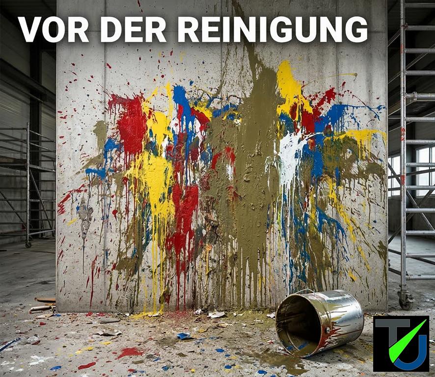 Stark verschmutzte Innenraumwand – Vorher
