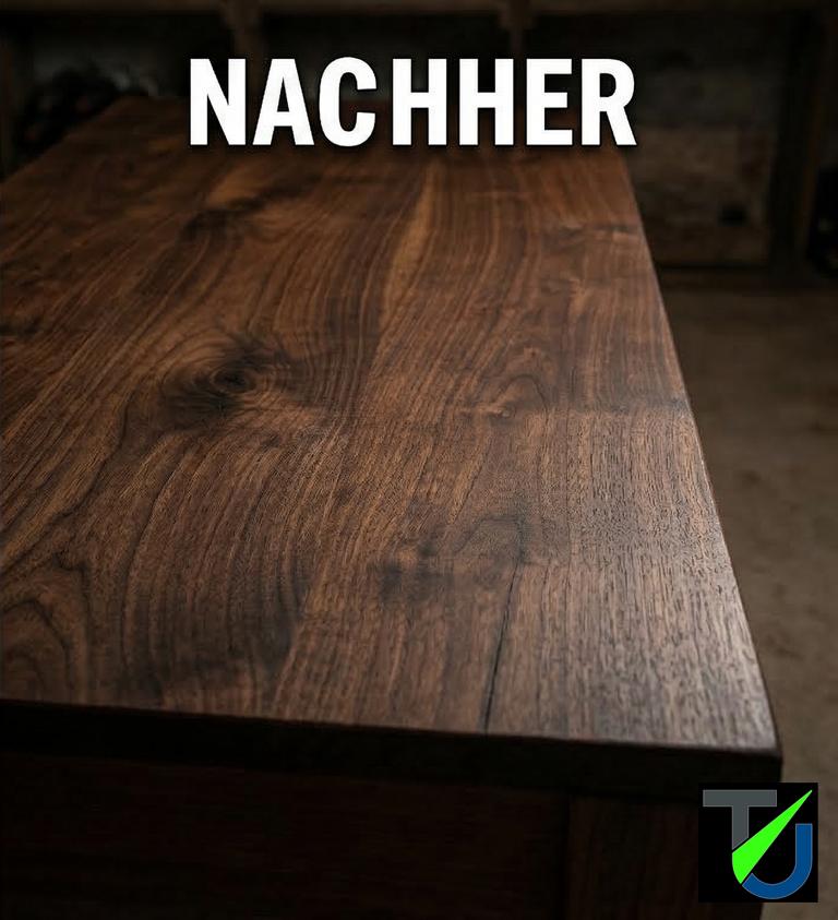 Holzoberfläche gereinigt – Maserung sichtbar