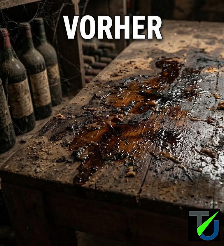 Holzoberfläche stark verschmutzt – Vorher