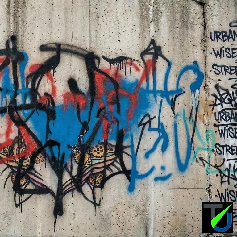 Graffiti auf Betonwand – vor der Reinigung